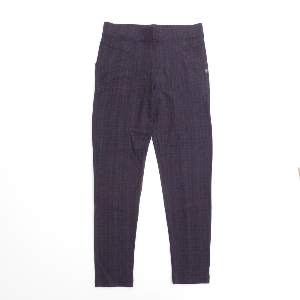 Betabrand Journey Dress Pant Yoga Pants Purple Plaid Straight Leg Large Long